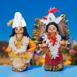 Arushis Bengali Couple Dolls, Bengali Bride & Bridegroom Dolls | Bengali BOR BOU Dolls for Tatta Decorations | Wedding Tray Decorations