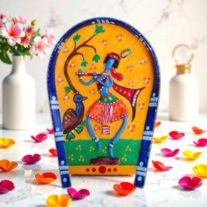 Arushis Krishna Krishna Wall Decor, 3D Religious Art Hanging, Krishna Kulo art wall hanging, 25.4 x 17.8 cm