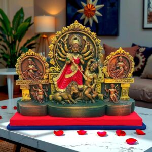 Arushis Durga Idol, Durga Murti Bengali Style Decorative Statue, 35 cm x 26 cm, Traditional Home Decor & for Gifting