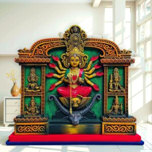 Arushis Maa Durga Idol, Goddess Durga Family, Devi, Bengali Statue for Gifting & Home Decor | Polyresin Handmade Bengali Traditional Statue, Decorative Idol for Home and Pooja Room, 44 x 40 cm, Home decor & for Gifting