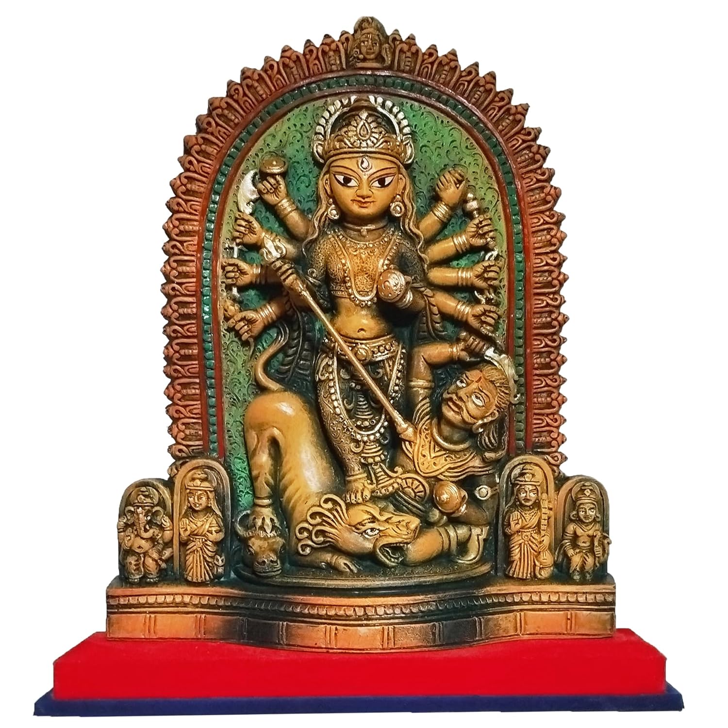 Arushis Maa Durga Idol, Goddess Durga Family, Devi, Bengali Statue for Gifting & Home Decor | Polyresin Handmade Bengali Traditional Statue, Decorative Idol for Home and Pooja Room, 32 x 29 cm, Home decor & for Gifting