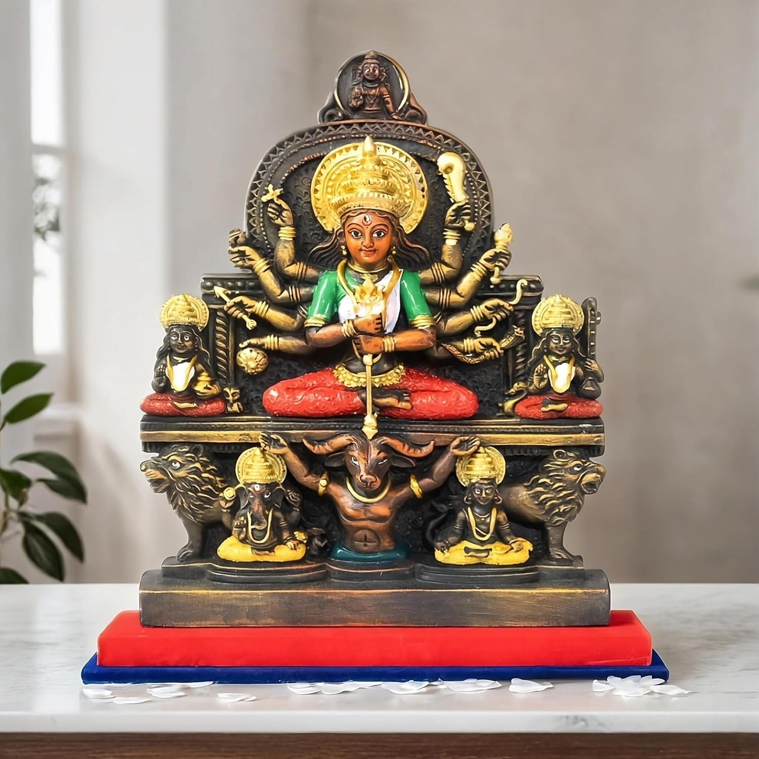 Arushis Maa Durga Idol, Goddess Durga Family, Devi Durga Bengali Statue for Gifting & Home Decor | Polyresin Handmade Bengali Traditional Statue, Decorative Idol for Home and Pooja Room, 14 inch, Home decor & for Gifting