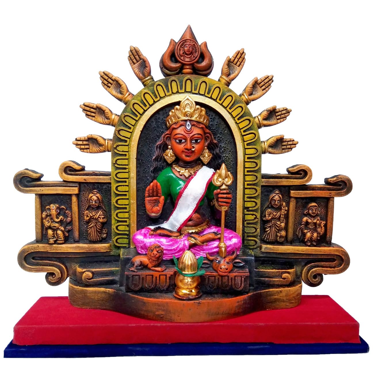 Arushis Maa Durga Idol, Goddess Durga Family, Devi, Bengali Statue for Gifting & Home Decor | Polyresin Handmade Bengali Traditional Statue, Decorative Idol for Home and Pooja Room, 31 x 31 cm, Home decor & for Gifting