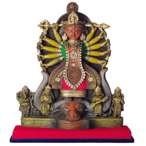 Arushis Maa Durga Idol, Goddess Durga Family, Devi, Bengali Statue for Gifting & Home Decor | Polyresin Handmade Bengali Traditional Statue, Decorative Idol for Home and Pooja Room, 34 x 30 cm, Home decor & for Gifting