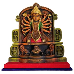 Arushis Maa Durga Idol, Goddess Durga Family, Devi, Bengali Statue for Gifting & Home Decor | Polyresin Handmade Bengali Traditional Statue, Decorative Idol for Home and Pooja Room, 34 x 34 cm, Home decor & for Gifting