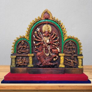 Arushis Maa Durga Idol, Goddess Durga Family, Devi, Bengali Statue for Gifting & Home Decor | Polyresin Handmade Bengali Traditional Statue, Decorative Idol for Home and Pooja Room, 37 x 32 cm, Home decor & for Gifting