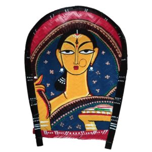 Arushi's Jamini Roy Portrait of a Woman with Blue Sari Paintings, Kulo art wall hanging, Jamini Roy Wall Decor
