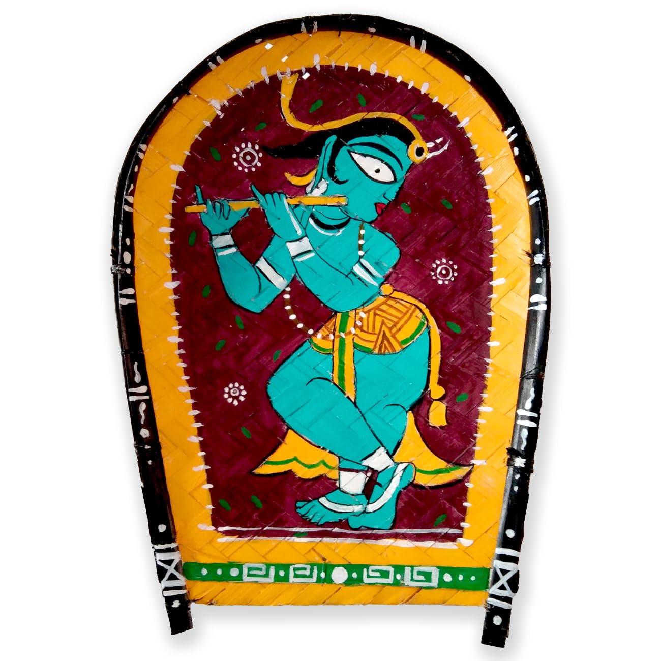 Arushis Jamini Roy Krishna Hand-painted Kulo Painting, Lord Krishna, Bengali Art, Living Room Decor