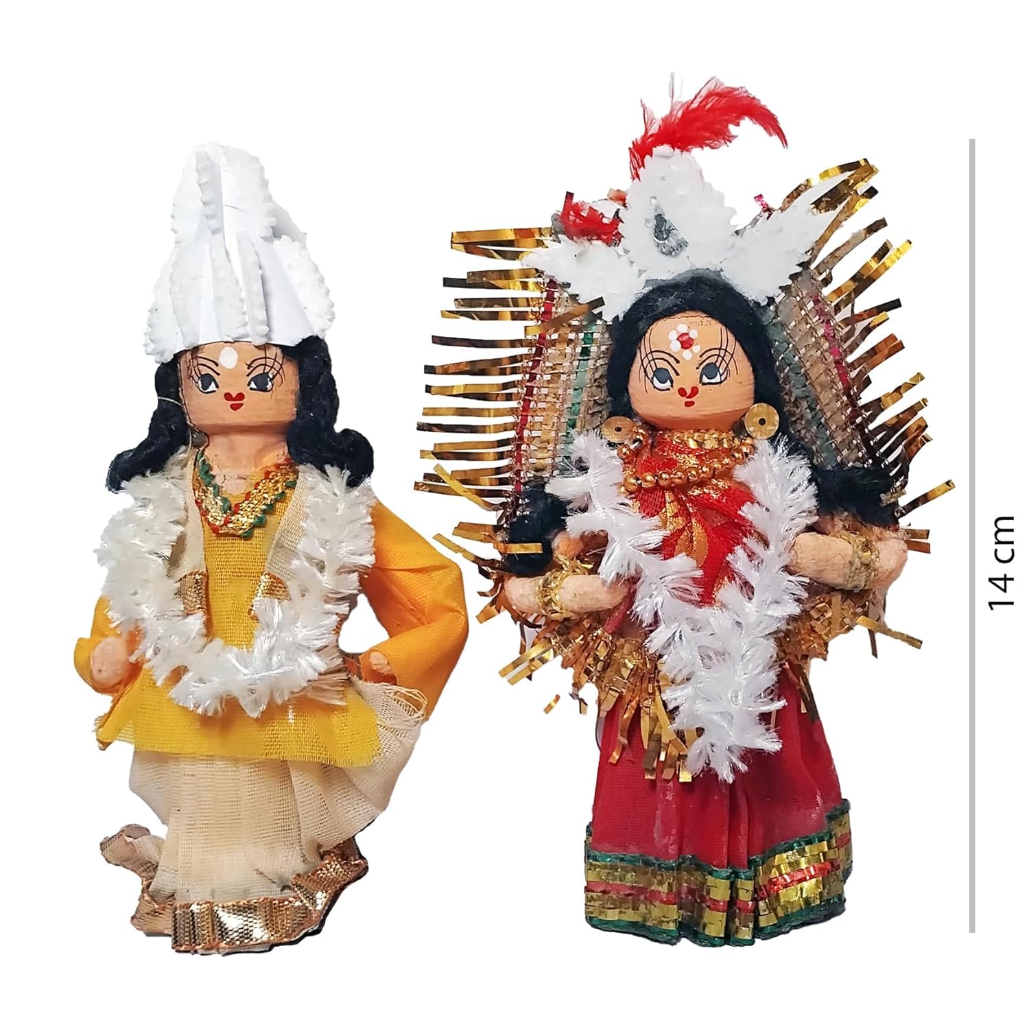 Arushis Bengali Couple Dolls, Bengali Bride & Bridegroom Dolls | Bengali BOR BOU Dolls for Tatta Decorations | Wedding Tray Decorations - Image 2