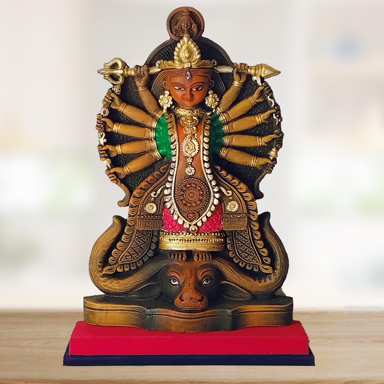 Arushis Maa Durga Idol, Goddess Durga Family, Devi, Bengali Statue for Gifting & Home Decor | Polyresin Handmade Bengali Traditional Statue, Decorative Idol for Home and Pooja Room, 35 x 24 cm, Home decor & for Gifting - Image 2