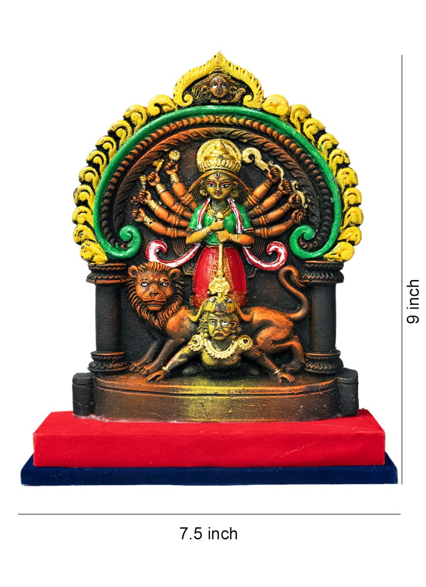 Arushis Maa Durga Idol, Goddess Durga Family, Devi, Bengali Statue for Gifting & Home Decor | Polyresin Handmade Bengali Traditional Statue, Decorative Idol for Home and Pooja Room, 23 x 19 cm, Home decor & for Gifting - Image 2