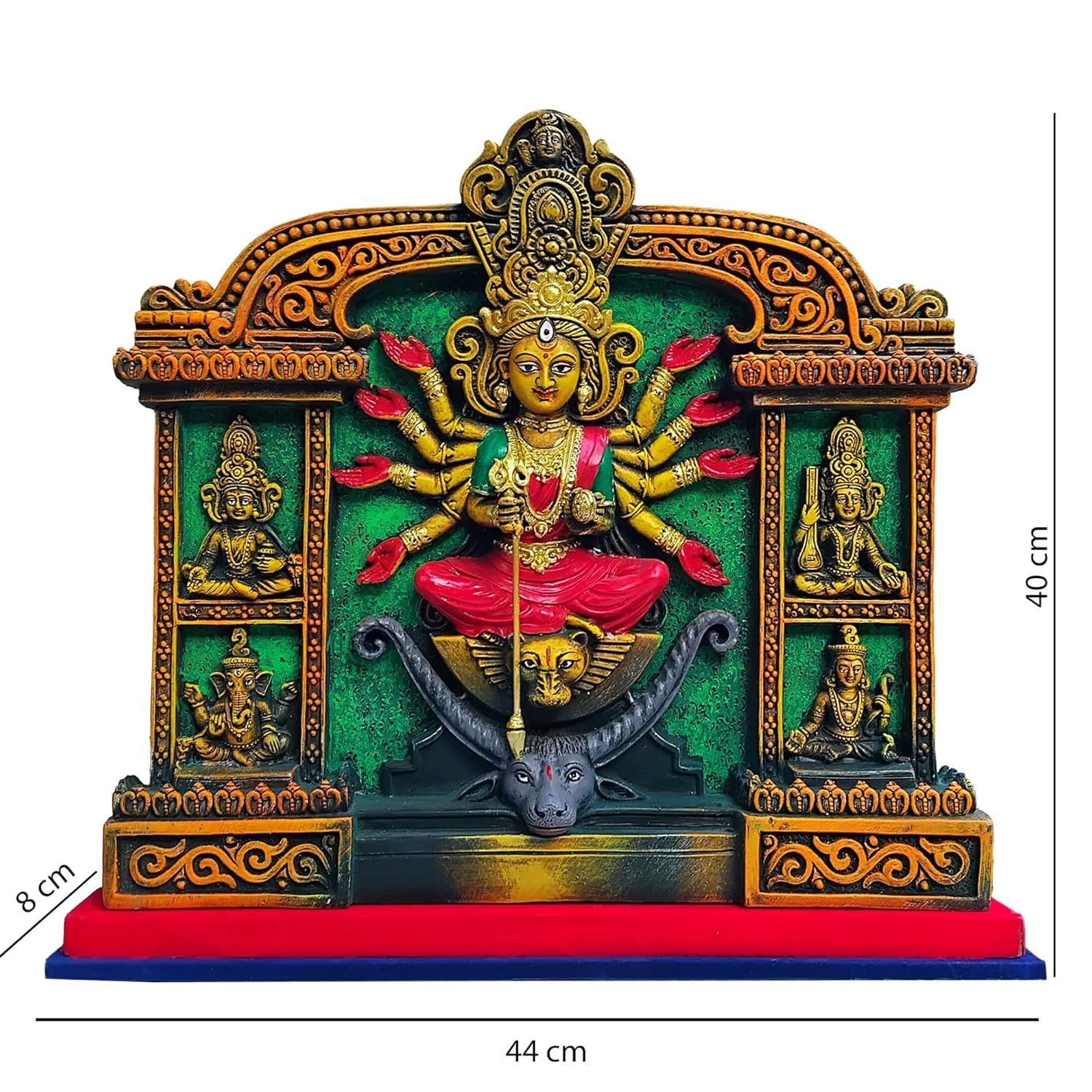 Arushis Maa Durga Idol, Goddess Durga Family, Devi, Bengali Statue for Gifting & Home Decor | Polyresin Handmade Bengali Traditional Statue, Decorative Idol for Home and Pooja Room, 44 x 40 cm, Home decor & for Gifting - Image 3