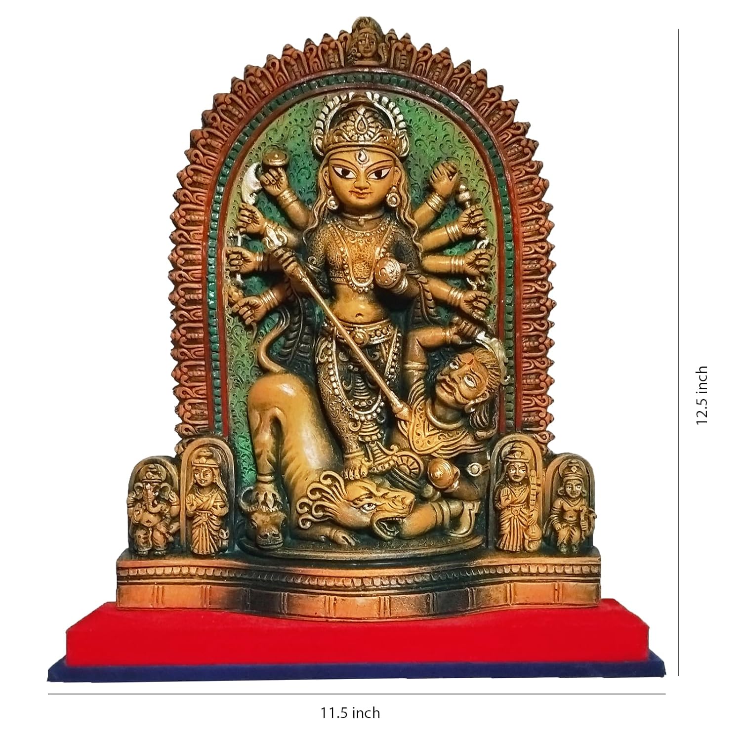 Arushis Maa Durga Idol, Goddess Durga Family, Devi, Bengali Statue for Gifting & Home Decor | Polyresin Handmade Bengali Traditional Statue, Decorative Idol for Home and Pooja Room, 32 x 29 cm, Home decor & for Gifting - Image 3