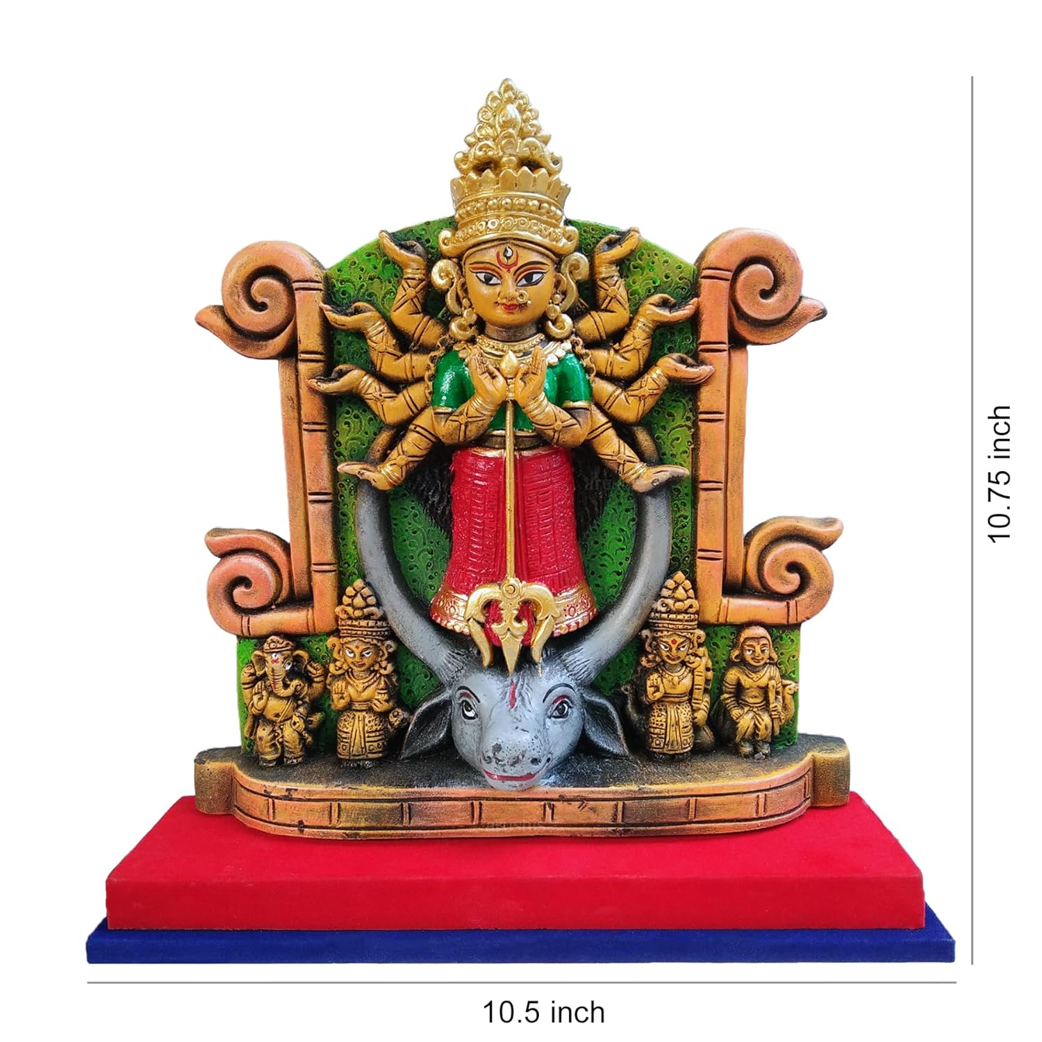 Arushis Maa Durga Idol, Goddess Durga Family, Devi Durga Bengali Statue for Gifting & Home Decor | Polyresin Handmade Bengali Traditional Statue, Decorative Idol for Home and Pooja Room, 10.75 x 10.5 inch, Home decor & for Gifting - Image 3