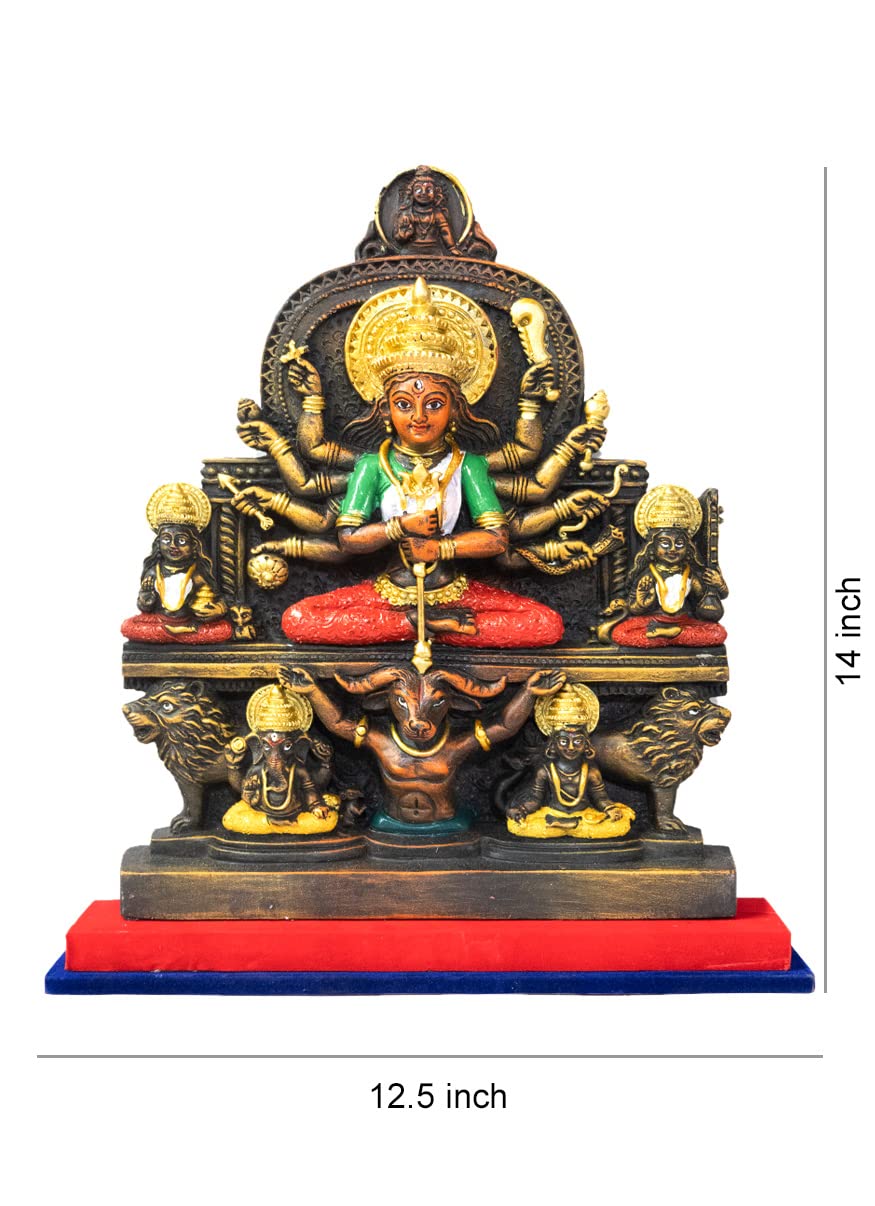 Arushis Maa Durga Idol, Goddess Durga Family, Devi Durga Bengali Statue for Gifting & Home Decor | Polyresin Handmade Bengali Traditional Statue, Decorative Idol for Home and Pooja Room, 14 inch, Home decor & for Gifting - Image 3
