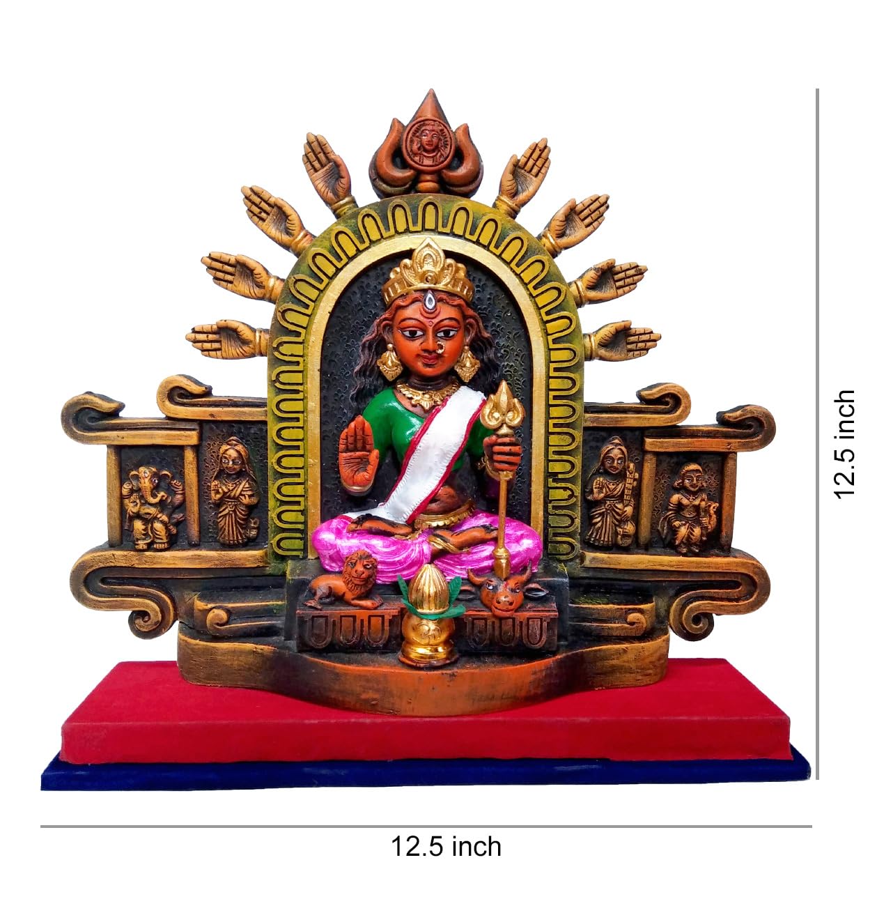 Arushis Maa Durga Idol, Goddess Durga Family, Devi, Bengali Statue for Gifting & Home Decor | Polyresin Handmade Bengali Traditional Statue, Decorative Idol for Home and Pooja Room, 31 x 31 cm, Home decor & for Gifting - Image 3