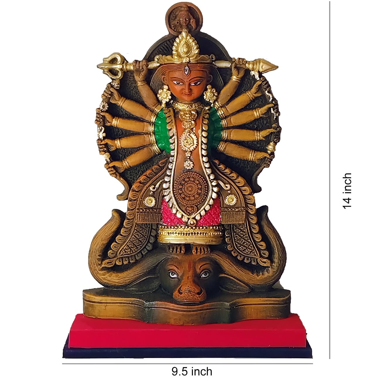 Arushis Maa Durga Idol, Goddess Durga Family, Devi, Bengali Statue for Gifting & Home Decor | Polyresin Handmade Bengali Traditional Statue, Decorative Idol for Home and Pooja Room, 35 x 24 cm, Home decor & for Gifting - Image 3