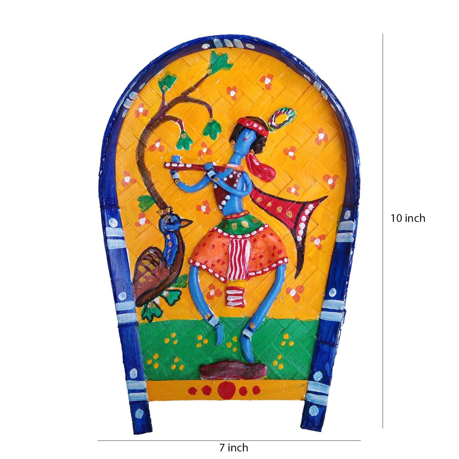 Arushis Krishna Krishna Wall Decor, 3D Religious Art Hanging, Krishna Kulo art wall hanging, 25.4 x 17.8 cm - Image 4