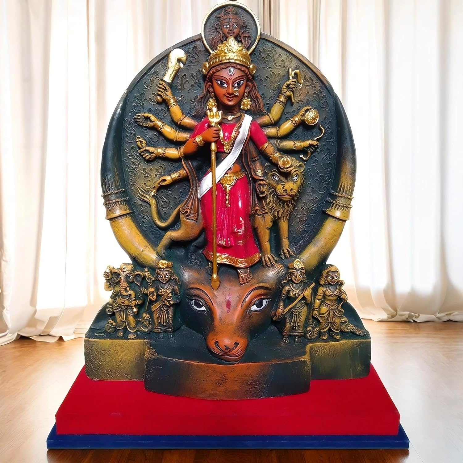 Arushis 13.5 Inch Maa Durga Murti, Goddess Durga Idol, Durga Statue, Sherawali Maa Idol for Gifting & Home Decor | Polyresin Handmade Statue - Image 4