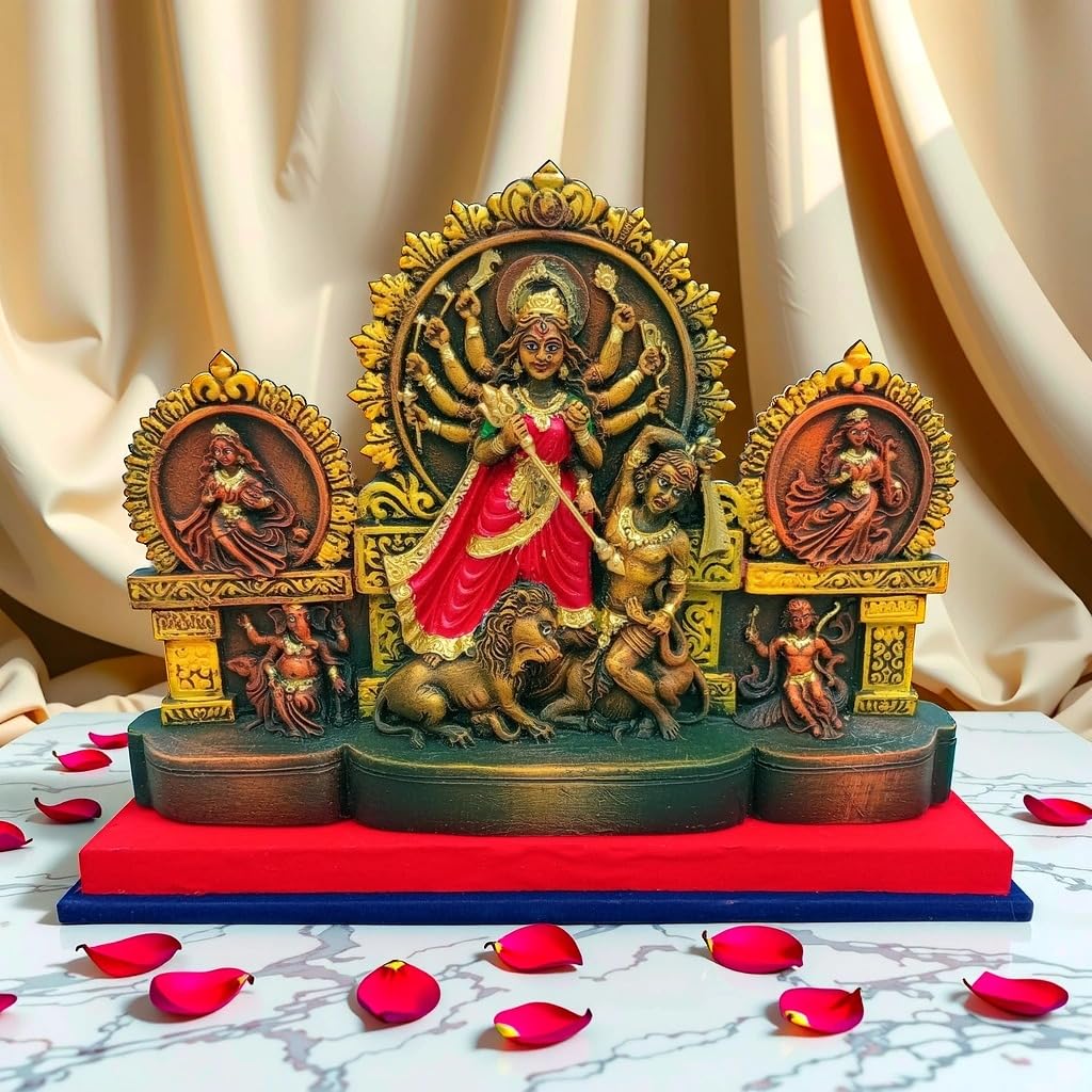 Arushis Durga Idol, Durga Murti Bengali Style Decorative Statue, 35 cm x 26 cm, Traditional Home Decor & for Gifting - Image 4