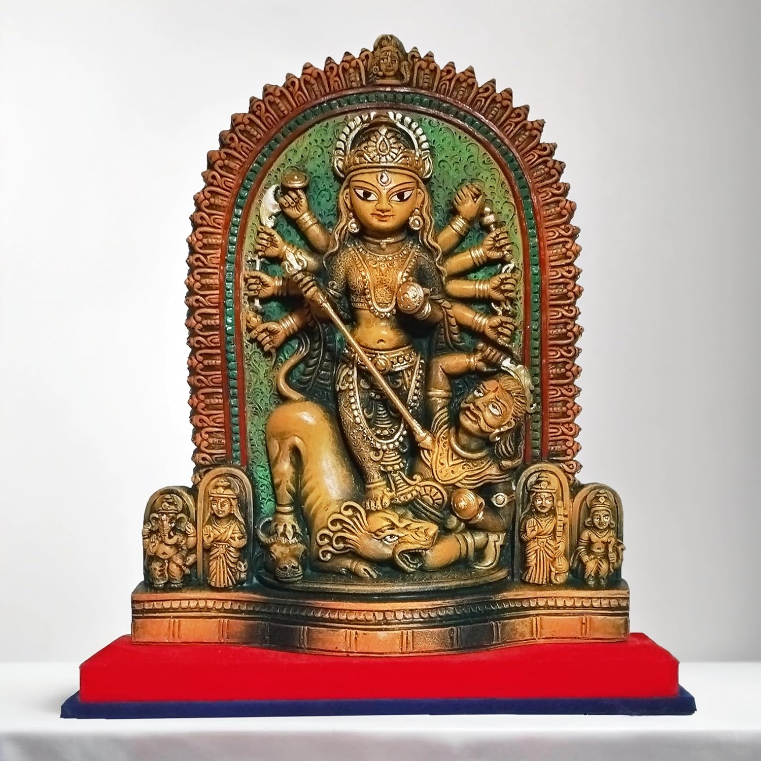 Arushis Maa Durga Idol, Goddess Durga Family, Devi, Bengali Statue for Gifting & Home Decor | Polyresin Handmade Bengali Traditional Statue, Decorative Idol for Home and Pooja Room, 32 x 29 cm, Home decor & for Gifting - Image 4