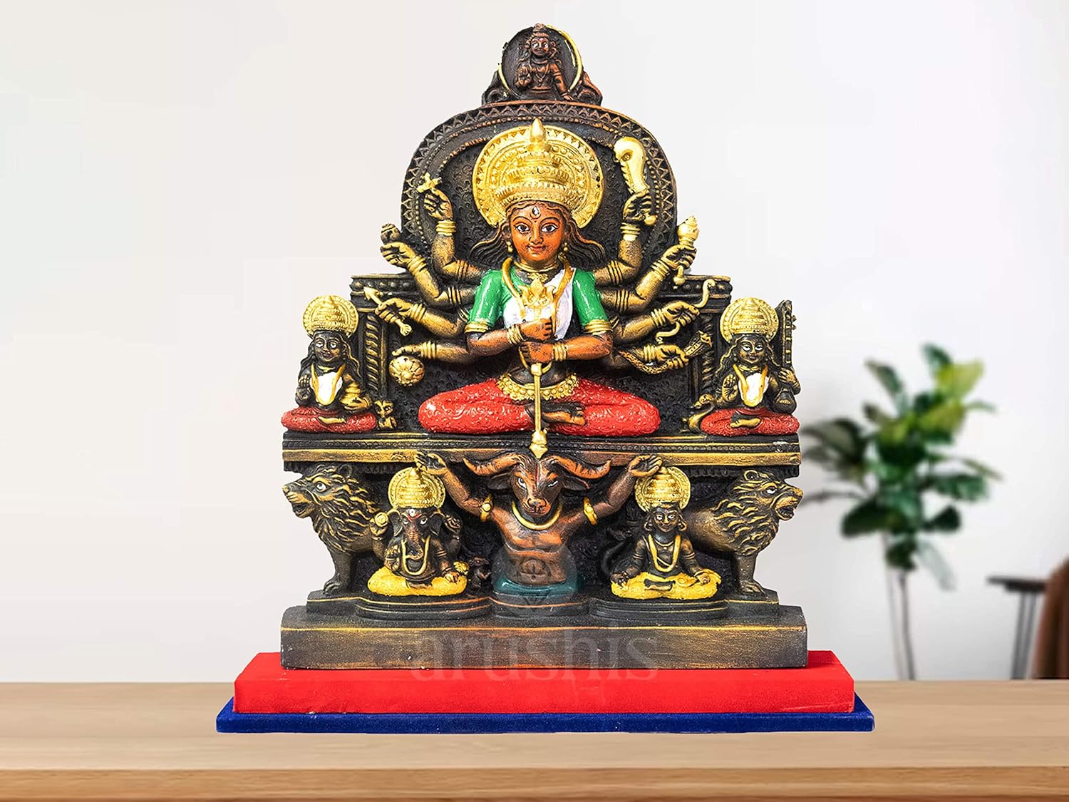 Arushis Maa Durga Idol, Goddess Durga Family, Devi Durga Bengali Statue for Gifting & Home Decor | Polyresin Handmade Bengali Traditional Statue, Decorative Idol for Home and Pooja Room, 14 inch, Home decor & for Gifting - Image 4