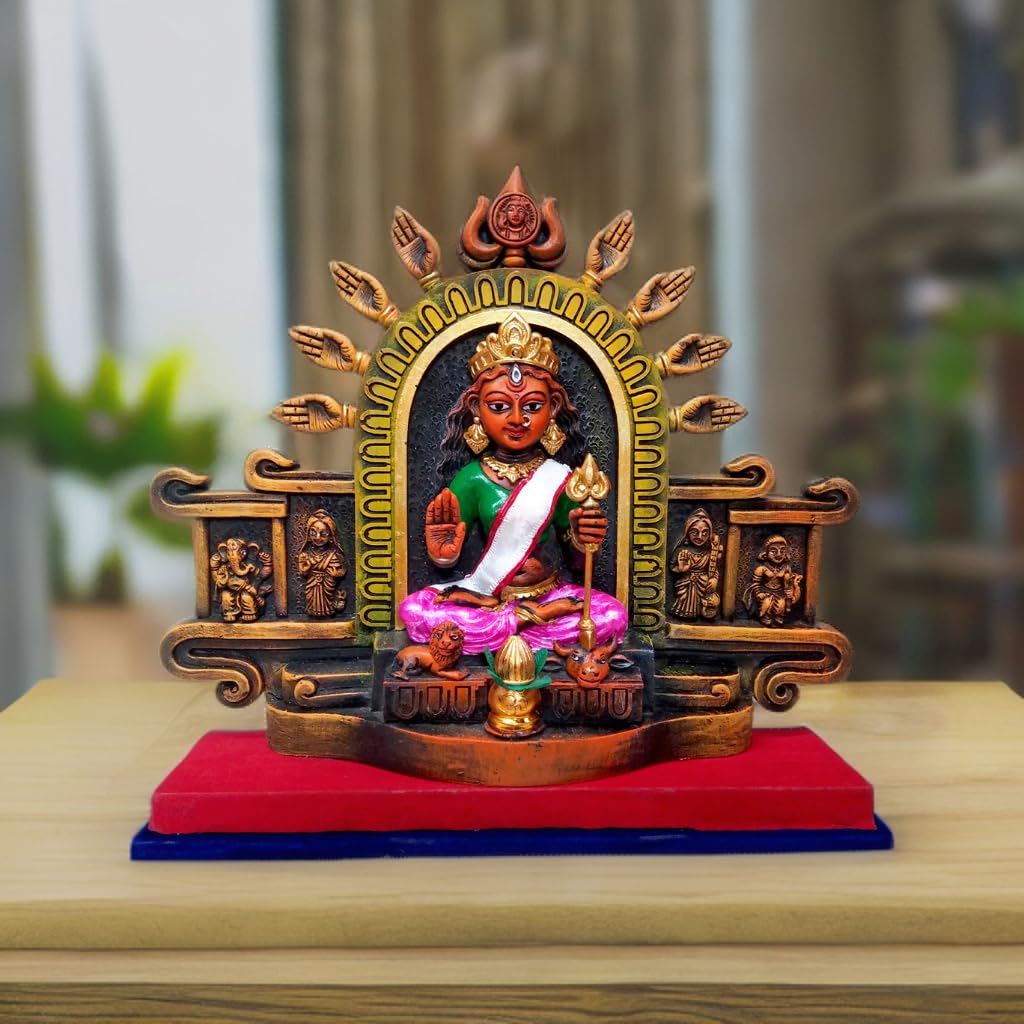 Arushis Maa Durga Idol, Goddess Durga Family, Devi, Bengali Statue for Gifting & Home Decor | Polyresin Handmade Bengali Traditional Statue, Decorative Idol for Home and Pooja Room, 31 x 31 cm, Home decor & for Gifting - Image 4