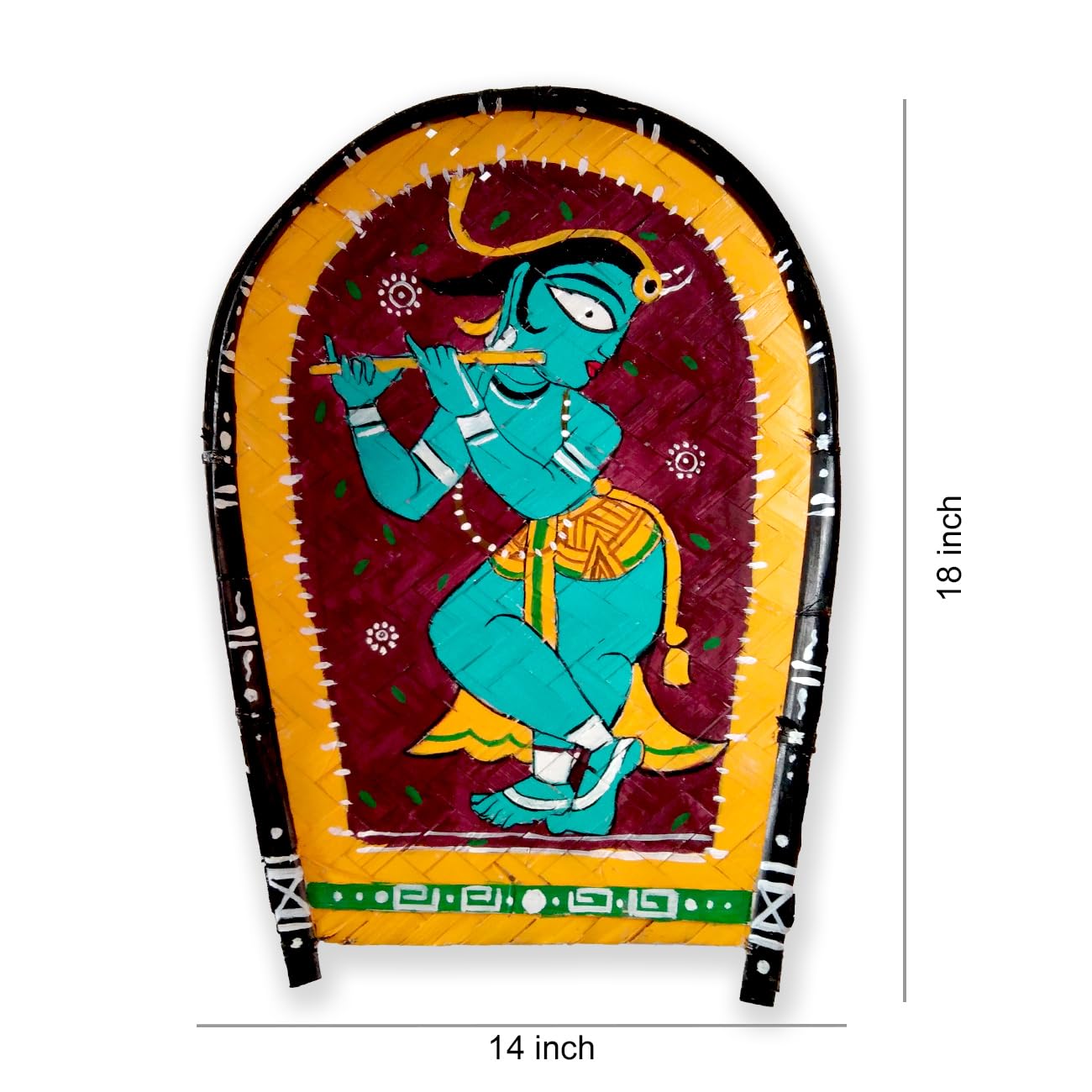 Arushis Jamini Roy Krishna Hand-painted Kulo Painting, Lord Krishna, Bengali Art, Living Room Decor - Image 4