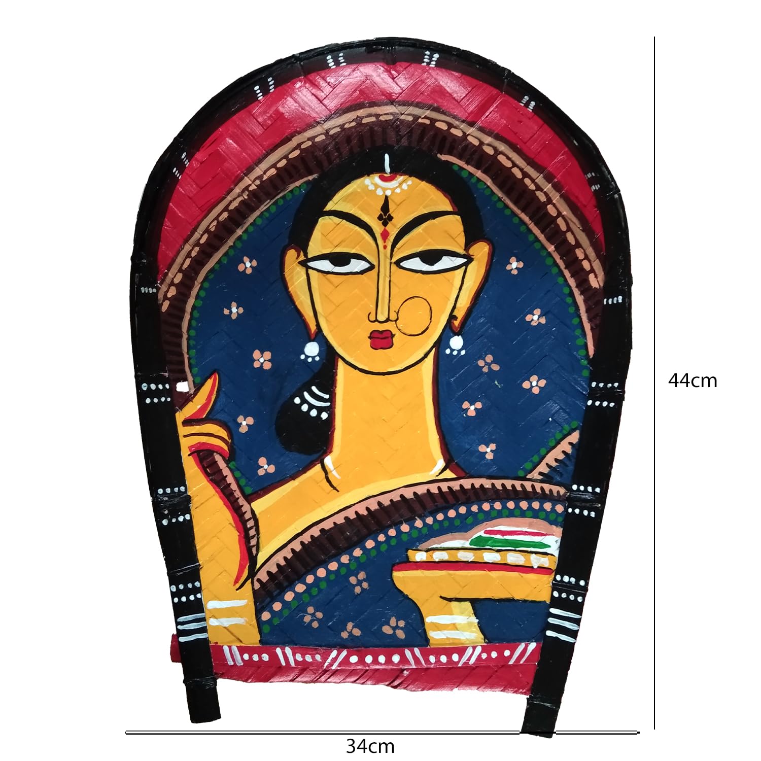 Arushi's Jamini Roy Portrait of a Woman with Blue Sari Paintings, Kulo art wall hanging, Jamini Roy Wall Decor - Image 4