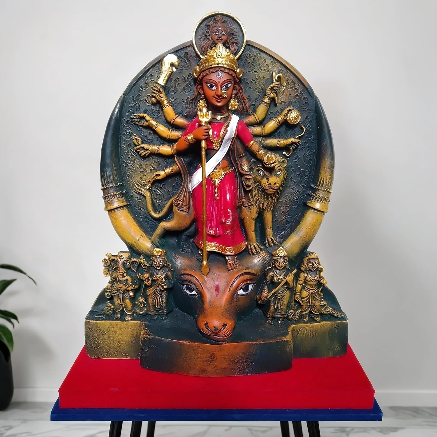 Arushis 13.5 Inch Maa Durga Murti, Goddess Durga Idol, Durga Statue, Sherawali Maa Idol for Gifting & Home Decor | Polyresin Handmade Statue - Image 5