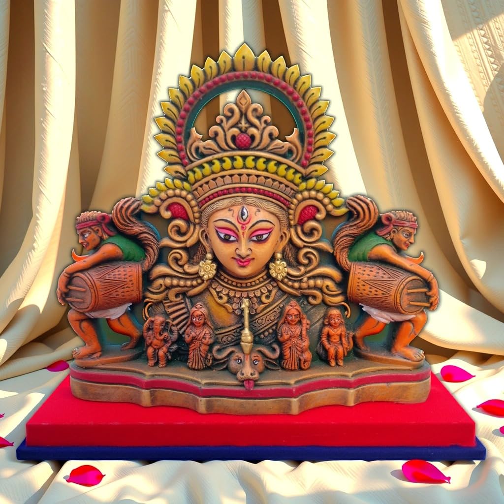 Arushis Maa Durga Murti, Durga Idol, Bengali Traditional Statue, Decorative Idol for Home and Pooja Room, 29 x 33 cm, Home decor & for Gifting - Image 5