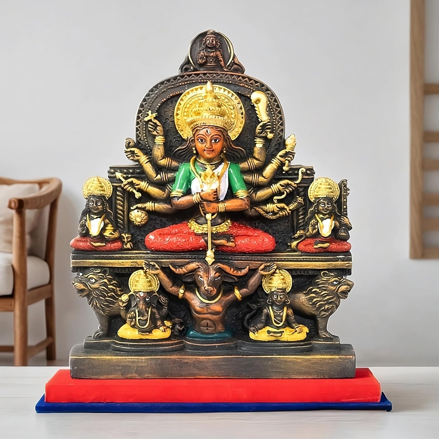 Arushis Maa Durga Idol, Goddess Durga Family, Devi Durga Bengali Statue for Gifting & Home Decor | Polyresin Handmade Bengali Traditional Statue, Decorative Idol for Home and Pooja Room, 14 inch, Home decor & for Gifting - Image 5