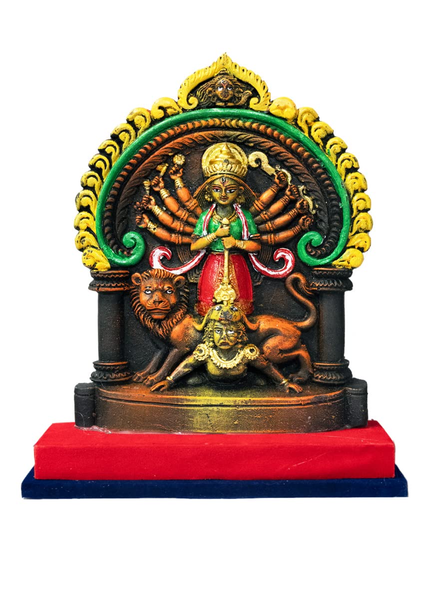 Arushis Maa Durga Idol, Goddess Durga Family, Devi, Bengali Statue for Gifting & Home Decor | Polyresin Handmade Bengali Traditional Statue, Decorative Idol for Home and Pooja Room, 23 x 19 cm, Home decor & for Gifting - Image 5