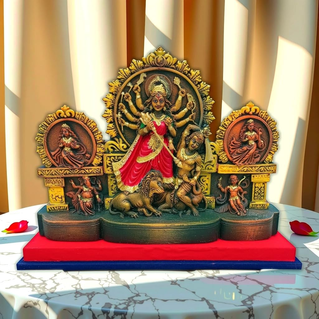 Arushis Durga Idol, Durga Murti Bengali Style Decorative Statue, 35 cm x 26 cm, Traditional Home Decor & for Gifting - Image 6