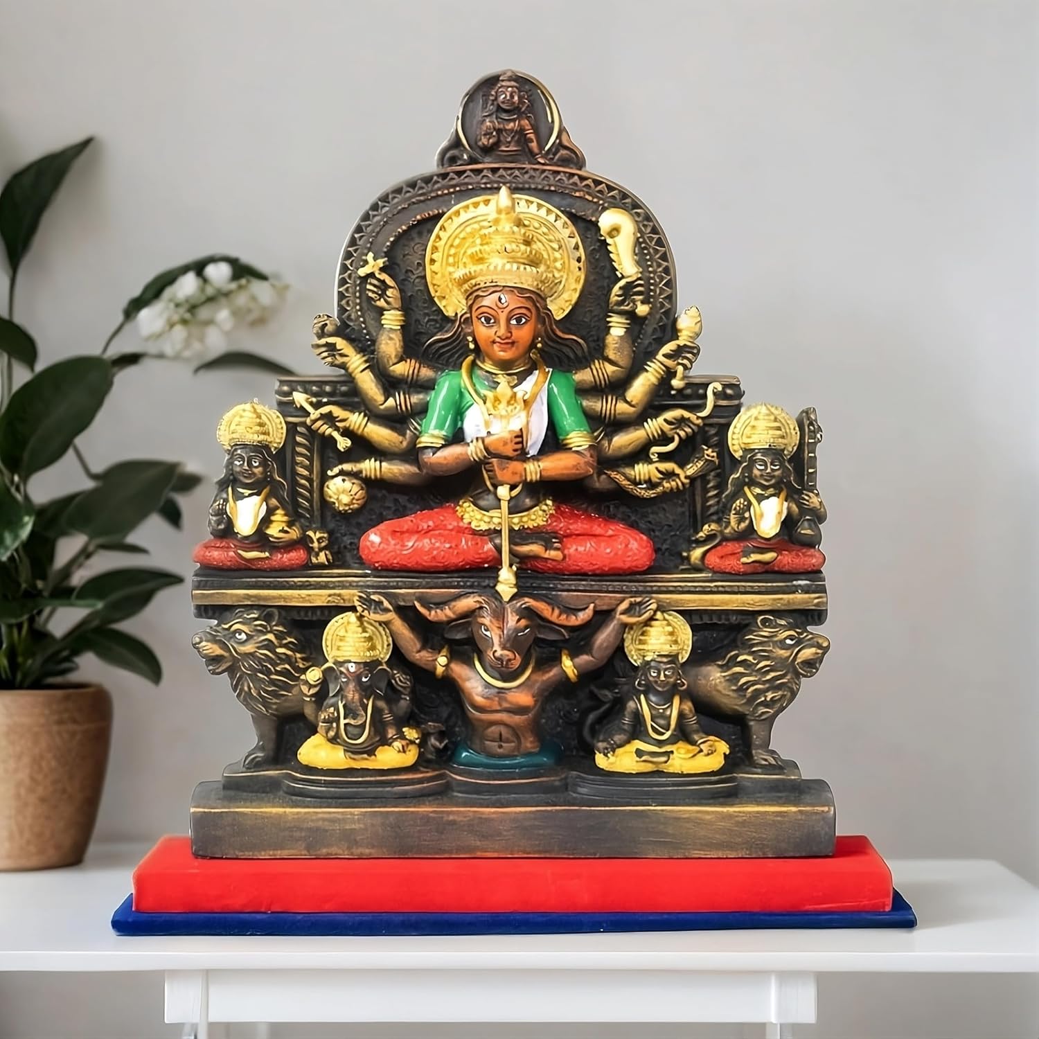 Arushis Maa Durga Idol, Goddess Durga Family, Devi Durga Bengali Statue for Gifting & Home Decor | Polyresin Handmade Bengali Traditional Statue, Decorative Idol for Home and Pooja Room, 14 inch, Home decor & for Gifting - Image 6