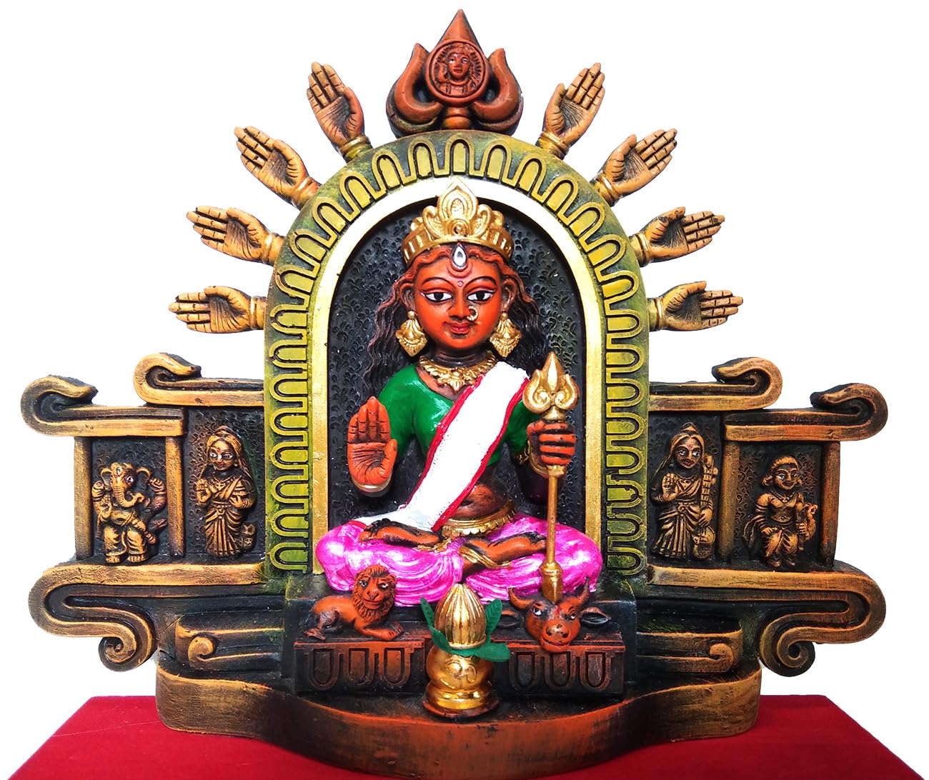 Arushis Maa Durga Idol, Goddess Durga Family, Devi, Bengali Statue for Gifting & Home Decor | Polyresin Handmade Bengali Traditional Statue, Decorative Idol for Home and Pooja Room, 31 x 31 cm, Home decor & for Gifting - Image 6