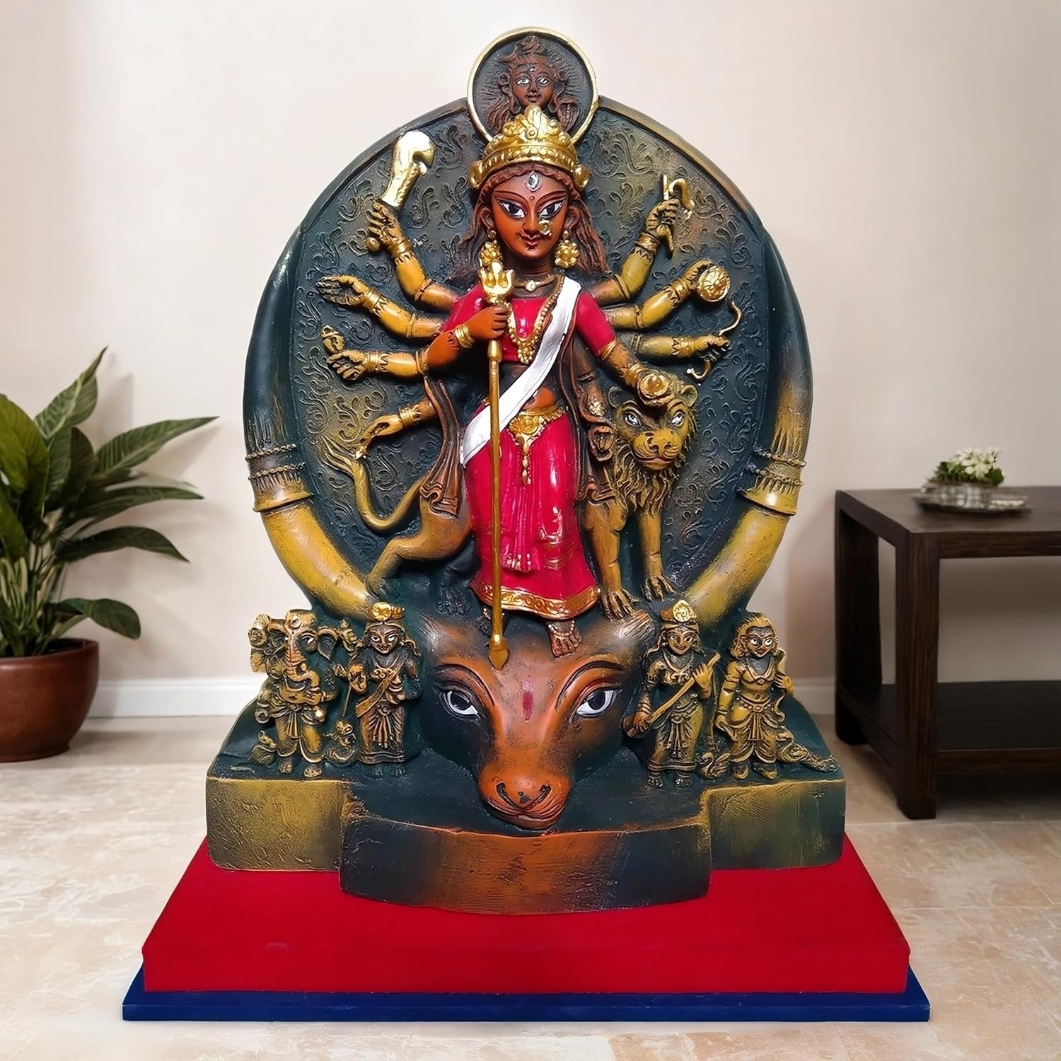 Arushis 13.5 Inch Maa Durga Murti, Goddess Durga Idol, Durga Statue, Sherawali Maa Idol for Gifting & Home Decor | Polyresin Handmade Statue - Image 7